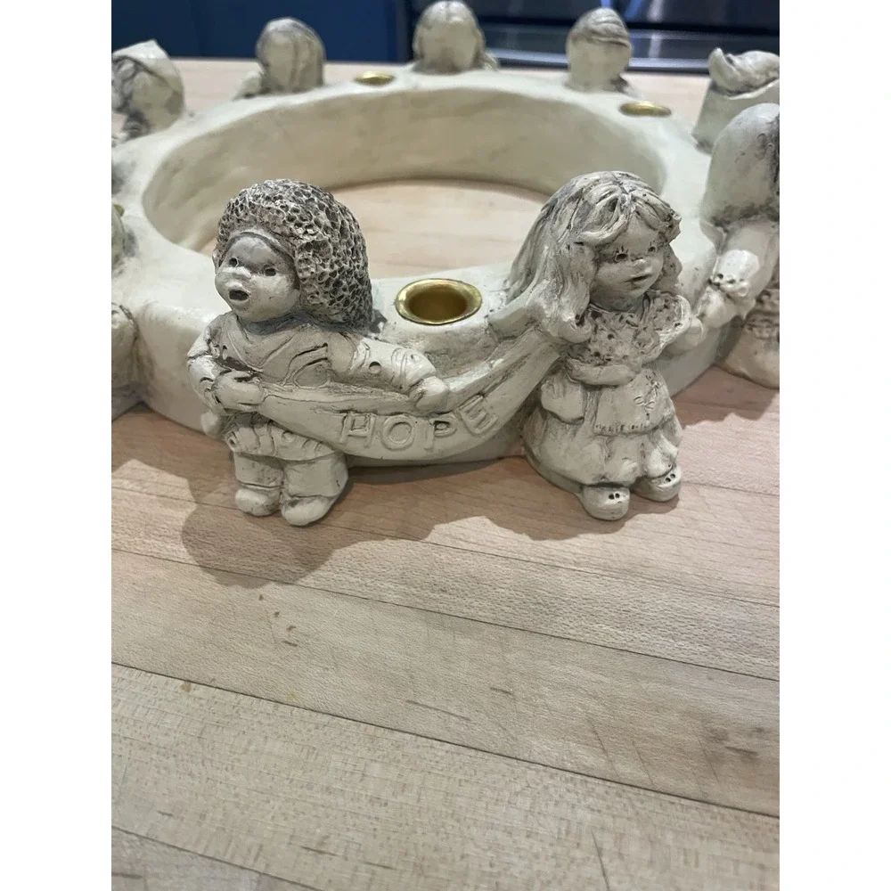 Vintage Abbey Press Advent Wreath Candle Holder Children of the World Resin